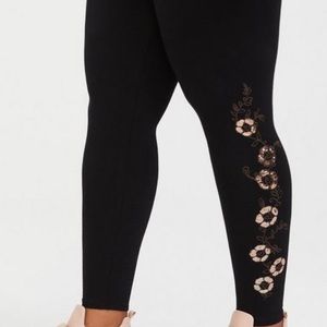 Torrid Black Sequin Embroidered Legging